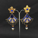 Hania Jewels Gold Plated Austrain Stone And Pearl Dangler Earrings