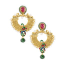 Hania Jewels Gold Plated Crystal And Pearls Dangler Earrings