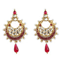 Hania Jewels Gold Plated Crystal And Pearls Dangler Earrings