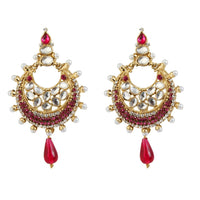 Hania Jewels Gold Plated Crystal And Pearls Dangler Earrings