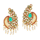 Hania Jewels Gold Plated Kundan And Pearls Dangler Earrings
