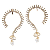 Hania Jewels Gold Plated Austrain Stone And Pearls Earcuff