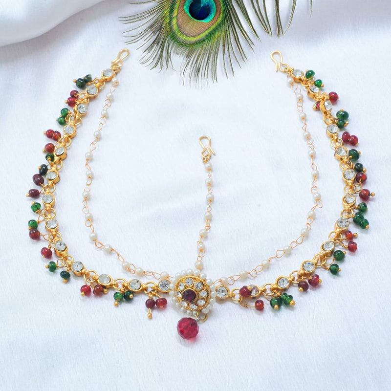 Disha Imitation Gold Plated Austrian Stone And Pearls Damini Mangtikka