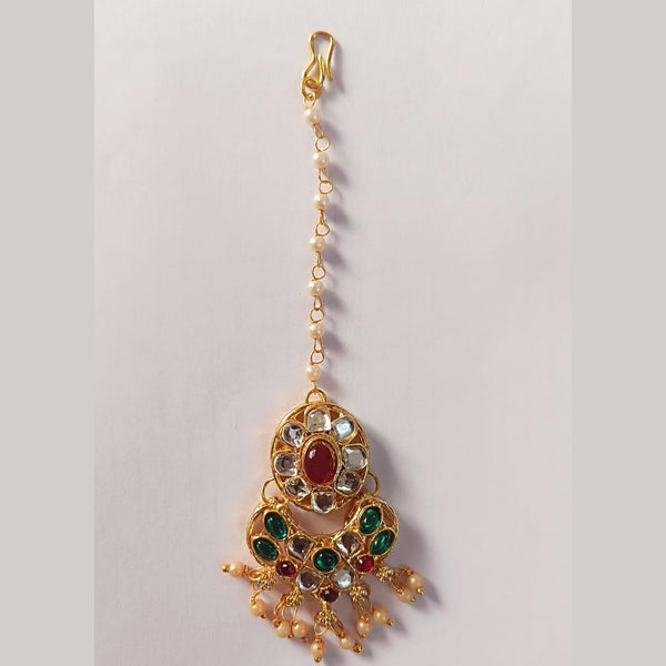 Disha Imitation Gold Plated Austrian Stone And Pearls Mangtikka