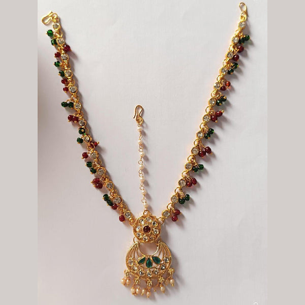 Disha Imitation Gold Plated Austrian Stone And Pearls Damini Mangtikka