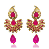 Hania Jewels Gold Plated Austrain Stone Meenakari Dangler Earrings