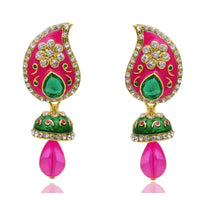 Hania Jewels Gold Plated Austrain Stone Meenakari Dangler Earrings