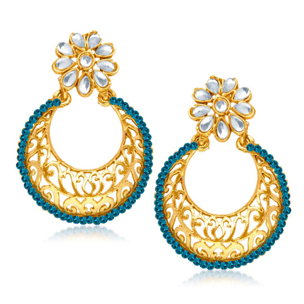 Hania Jewels Gold Plated Kundan Stone Dangler Earrings