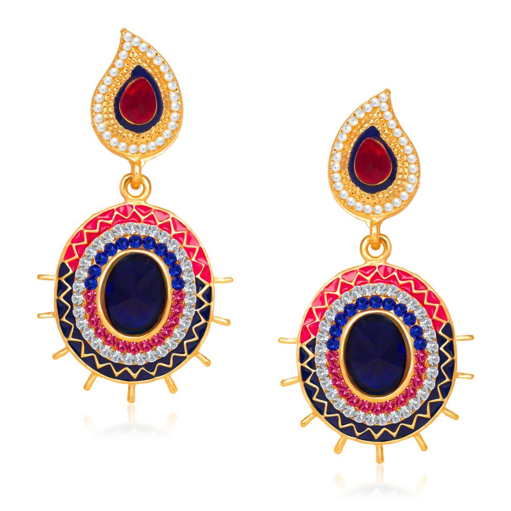 Hania Jewels Gold Plated Austrain Stone Dangler Earrings