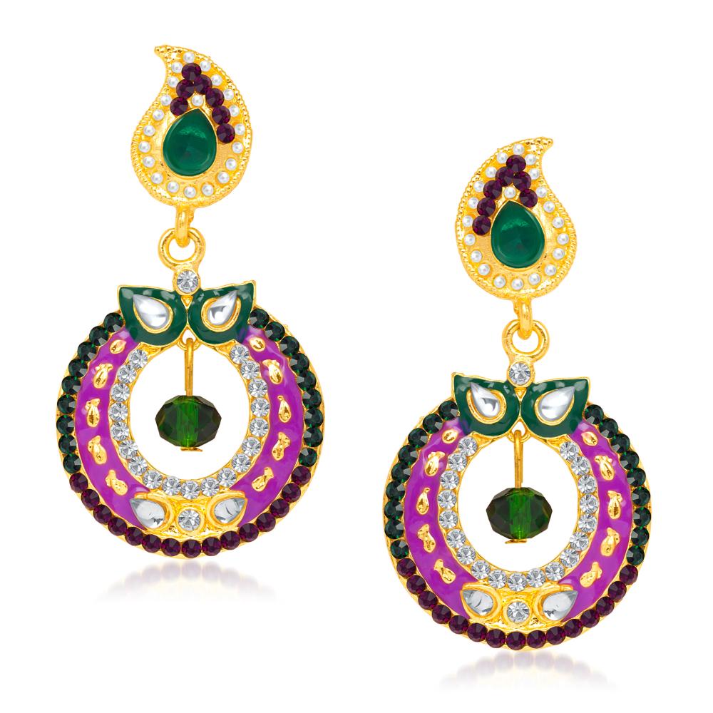 Hania Jewels Gold Plated Austrain Stone Dangler Earrings