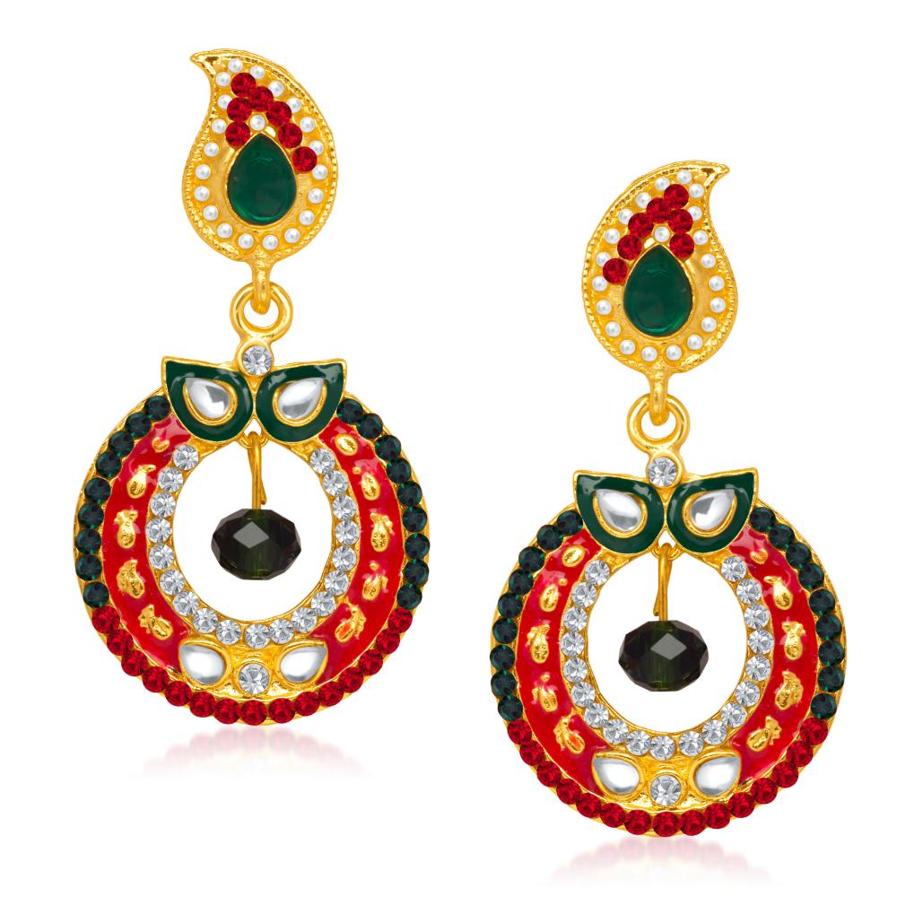 Hania Jewels Gold Plated Austrain Stone Dangler Earrings