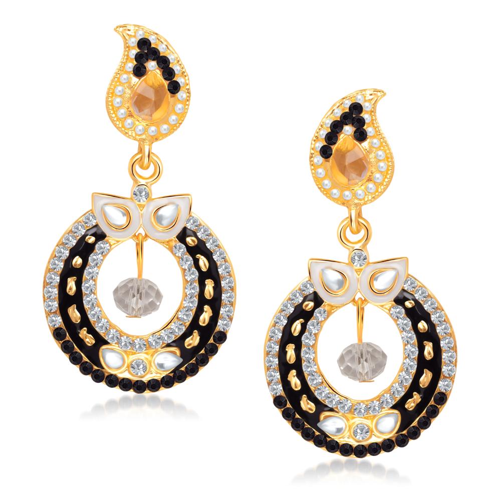Hania Jewels Gold Plated Austrain Stone Dangler Earrings