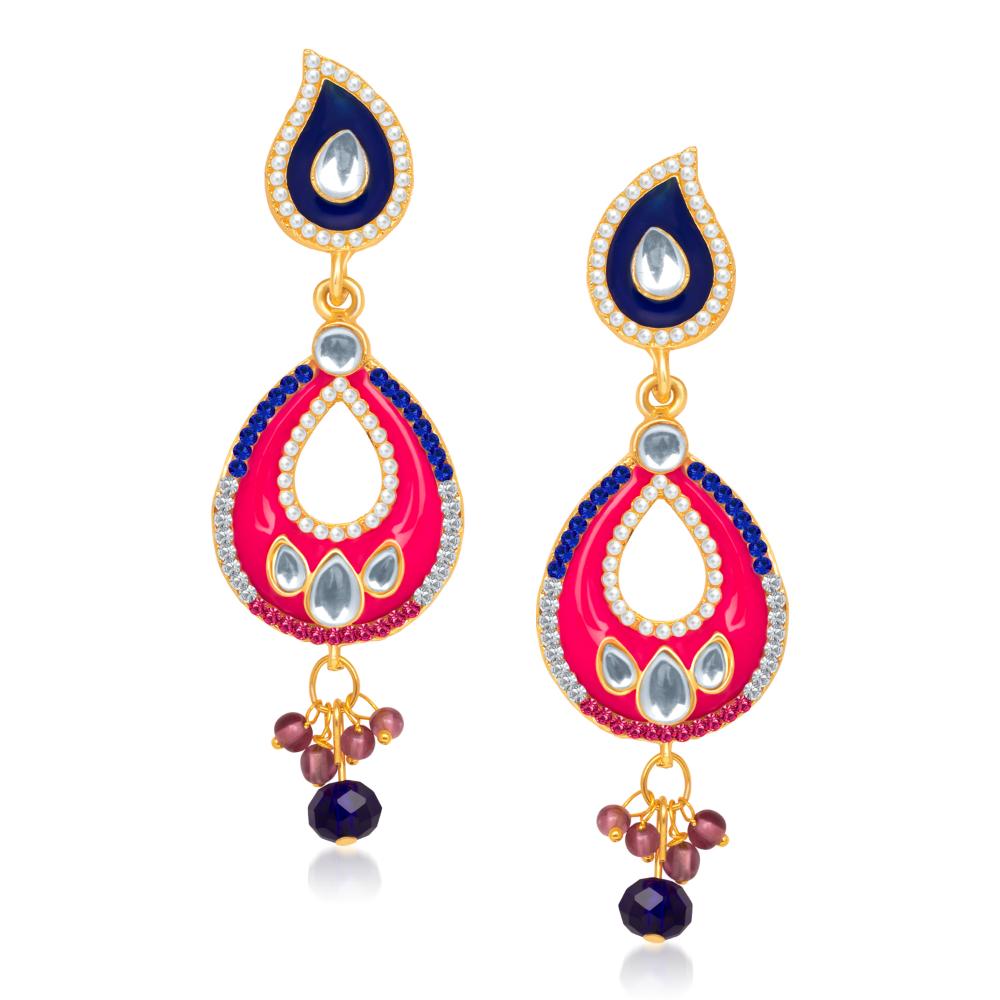 Hania Jewels Gold Plated Austrain Stone Dangler Earrings