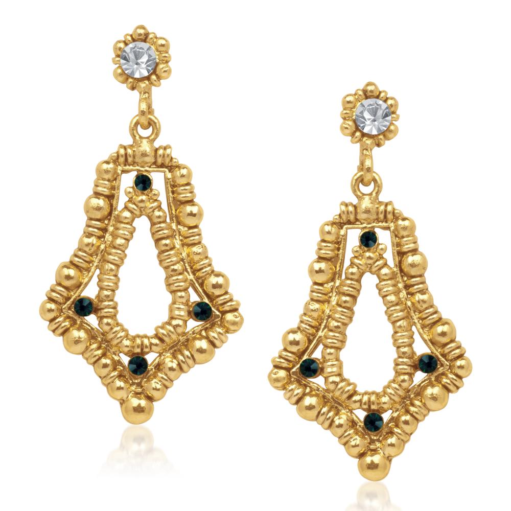 Hania Jewels Gold Plated Austrain Stone Dangler Earrings