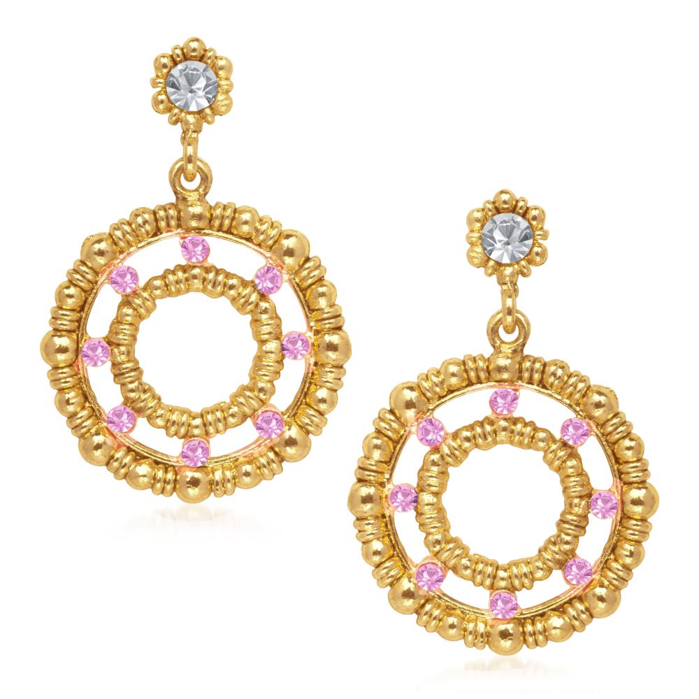 Hania Jewels Gold Plated Austrain Stone Dangler Earrings