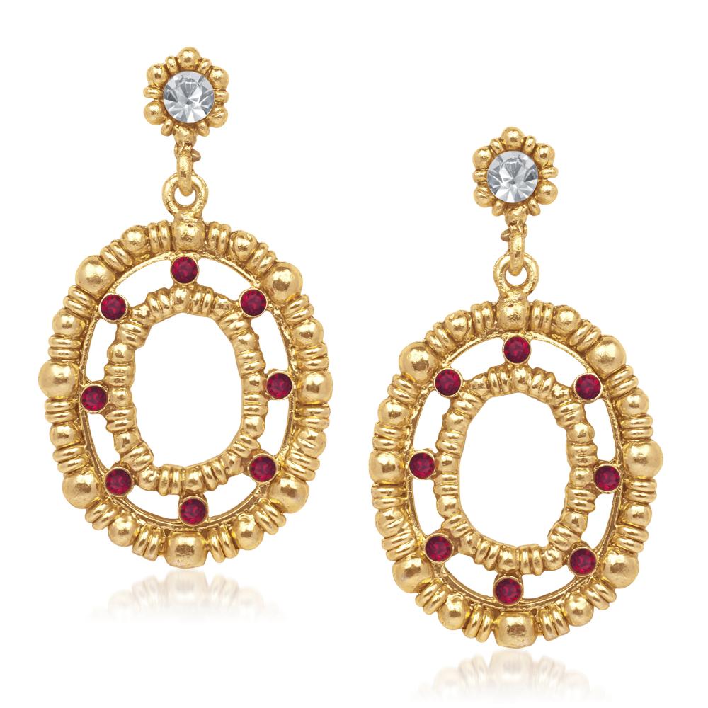 Hania Jewels Gold Plated Austrain Stone Dangler Earrings