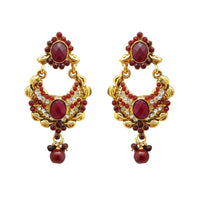 Hania Jewels Gold Plated Austrain Stone And Pearl Dangler Earrings