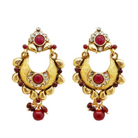 Hania Jewels Gold Plated Austrain Stone And Pearl Dangler Earrings
