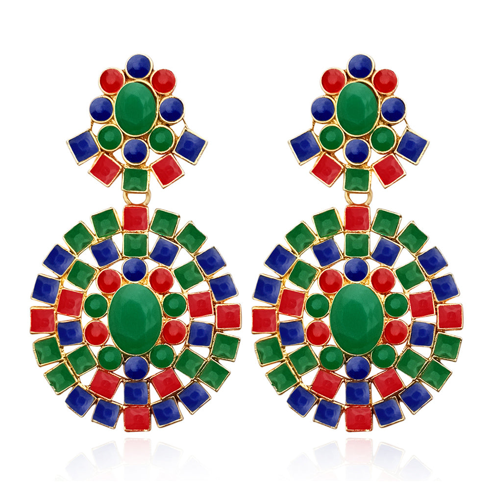 Hania Jewels Gold Plated Pota Stone Dangler Earrings