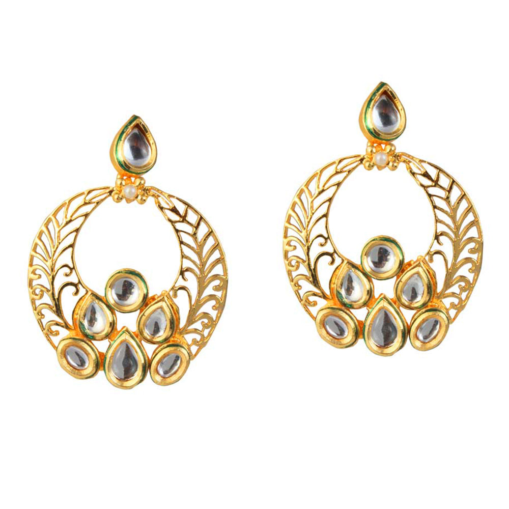 Hania Jewels Gold Plated Kundan Stone Dangler Earrings