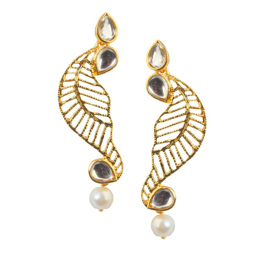 Hania Jewels Gold Plated Kundan Stone Dangler Earrings