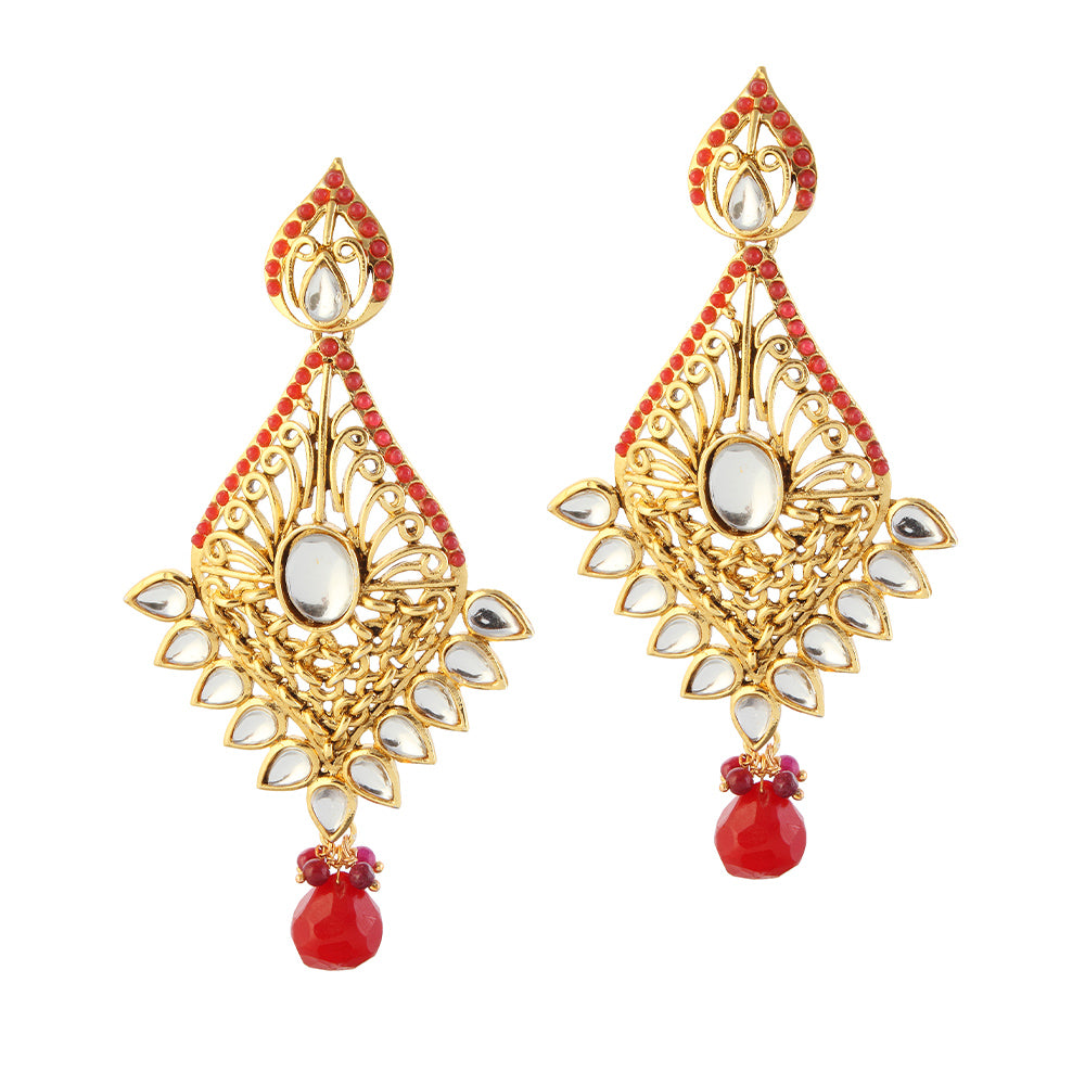Hania Jewels Gold Plated Kundan Stone Dangler Earrings