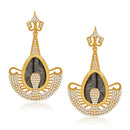 Hania Jewels Gold Plated Aurtain Stone And Pearls Dangler Earrings