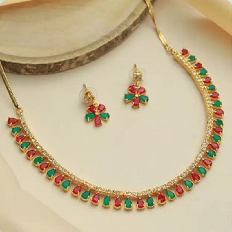 Beeji Creations Gold Plated  Crystal Stone Necklace Set