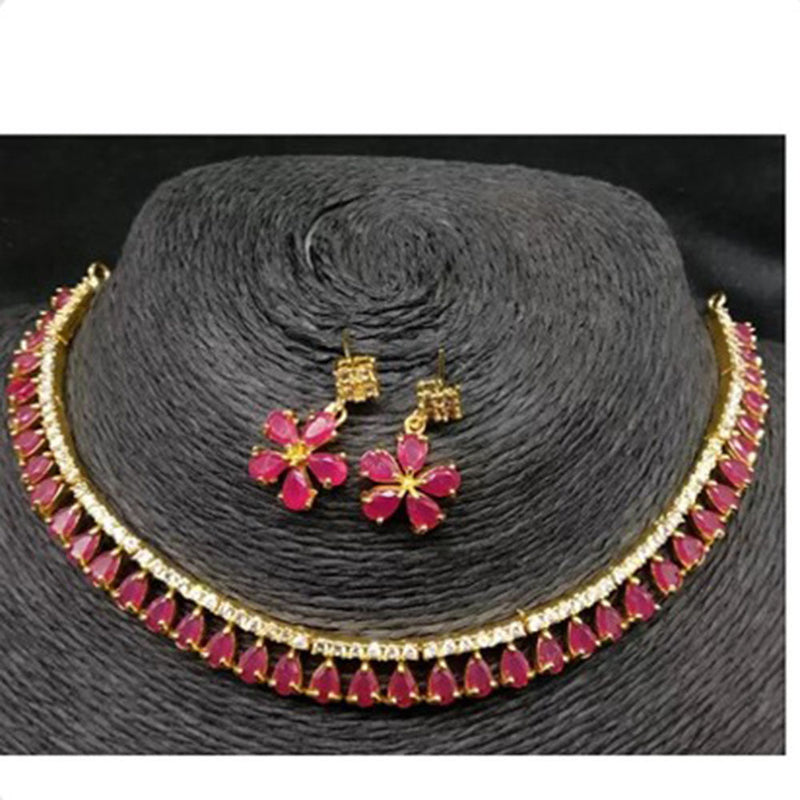 Beeji Creations Gold Plated  Crystal Stone Necklace Set