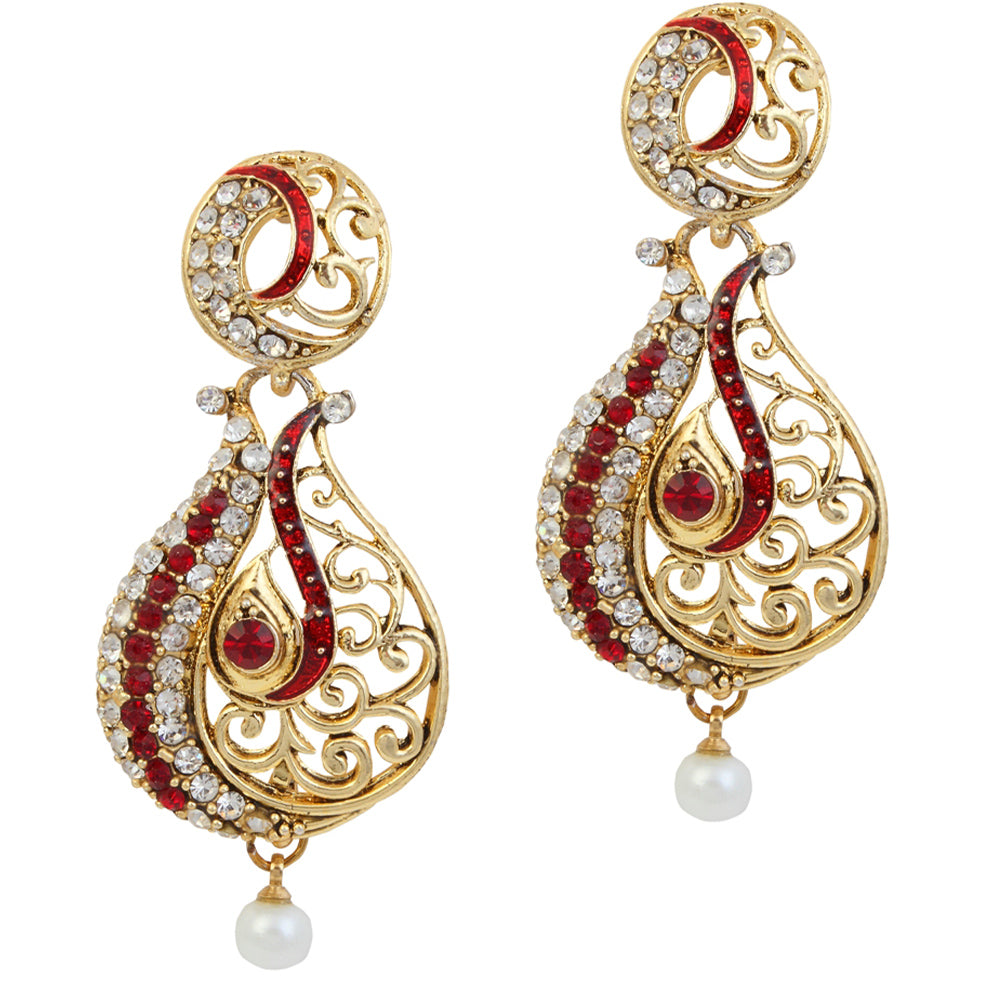 Hania Jewels Gold Plated Aurtain Stone Dangler Earrings