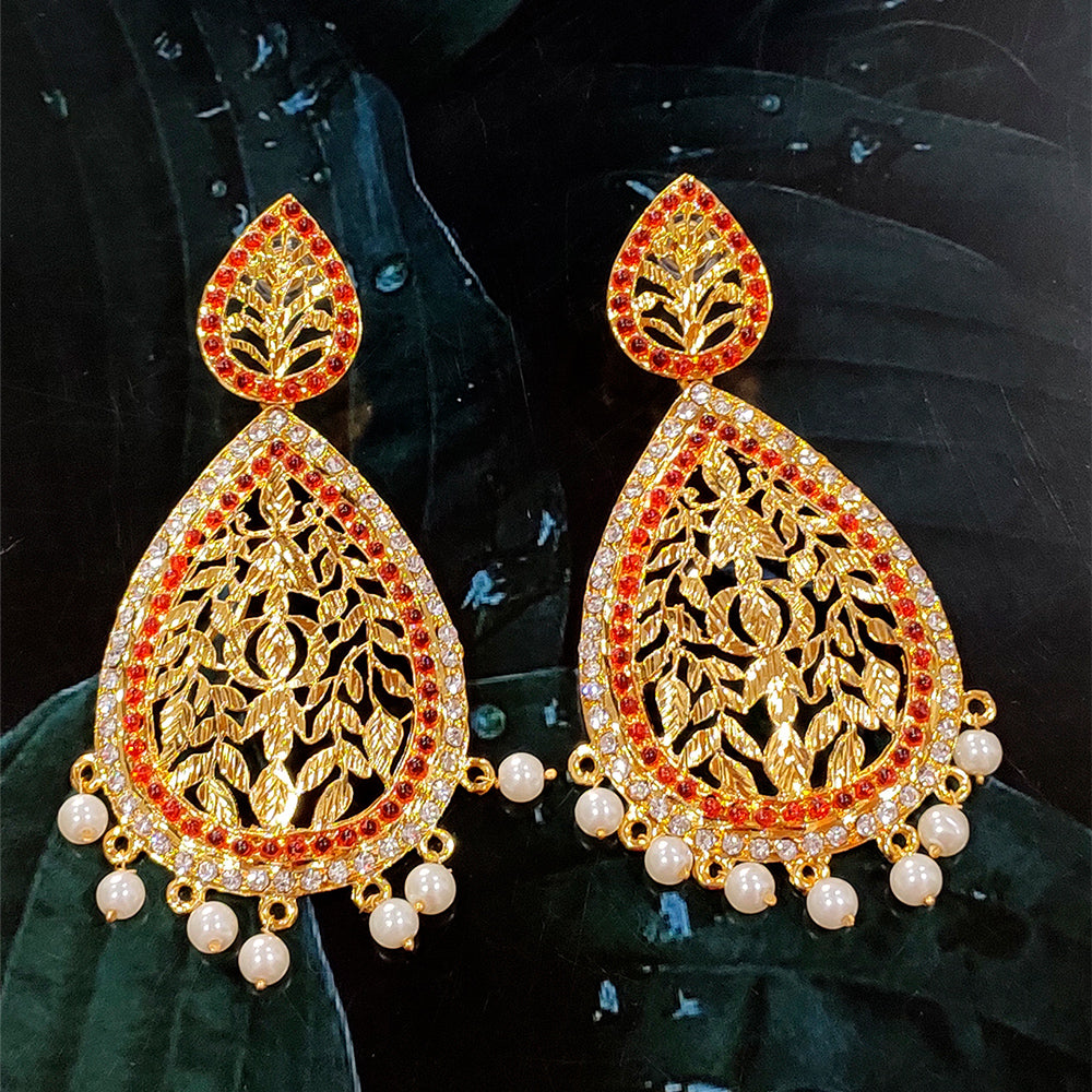 Hania Jewels Gold Plated Austrin Stone Dangler Earrings
