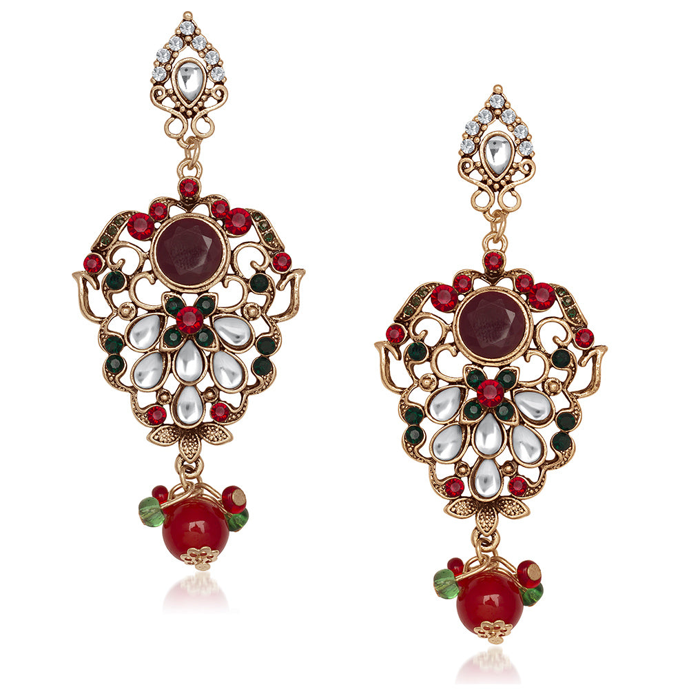 Hania Jewels Gold Plated Austrin Stone Dangler Earrings
