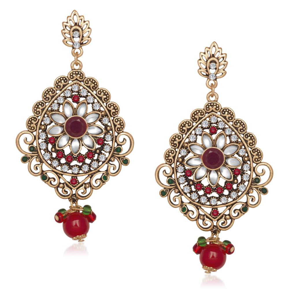 Hania Jewels Gold Plated Austrin Stone Dangler Earrings
