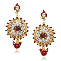 Hania Jewels Gold Plated Austrin Stone Dangler Earrings