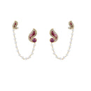Hania Jewels Gold Plated Austrin Stone And Pearls Earcuff