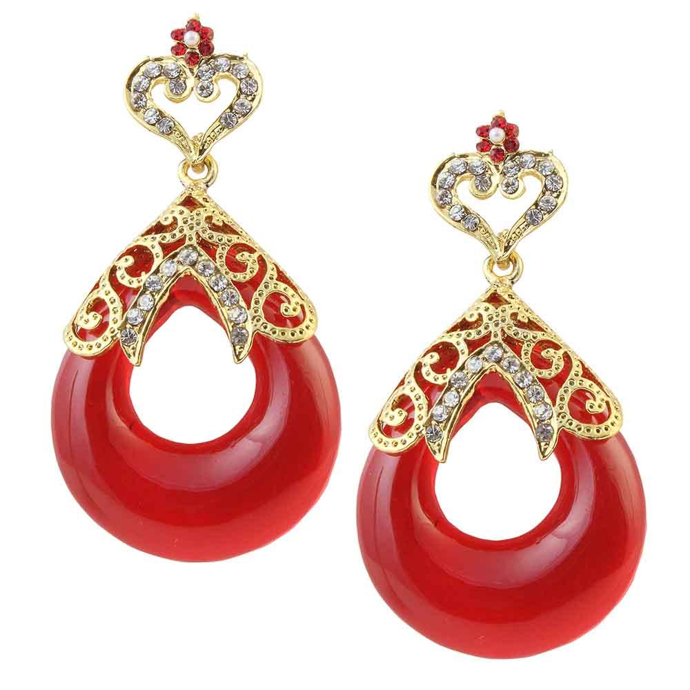 Hania Jewels Gold Plated Austrin Stone Dangler Earrings