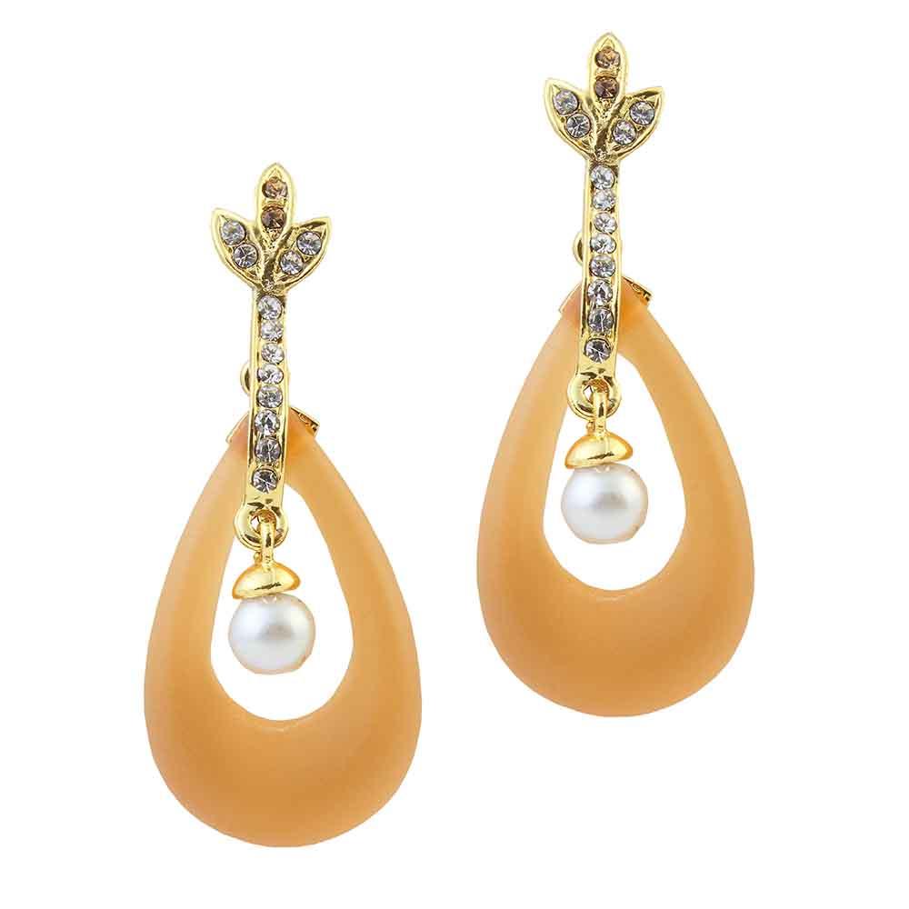 Hania Jewels Gold Plated Austrin Stone Dangler Earrings