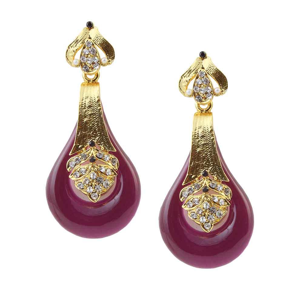 Hania Jewels Gold Plated Austrin Stone Dangler Earrings