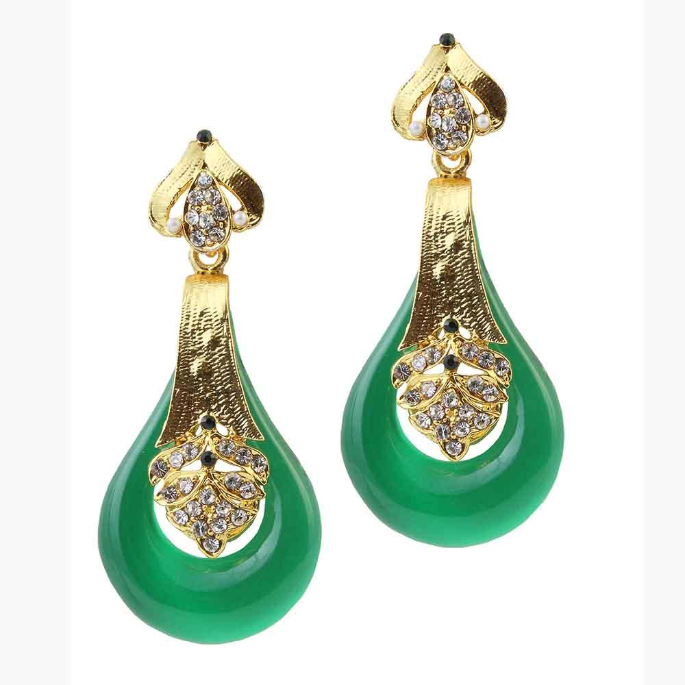 Hania Jewels Gold Plated Austrin Stone Dangler Earrings