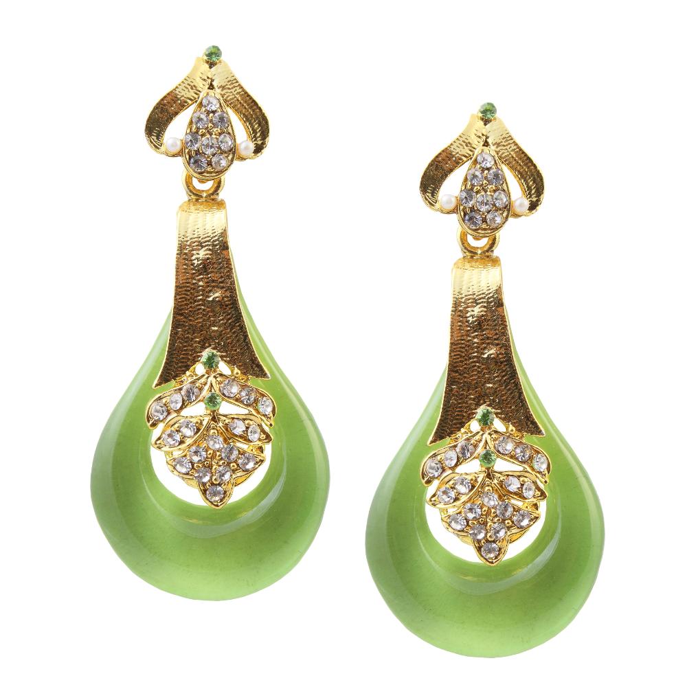 Hania Jewels Gold Plated Austrin Stone Dangler Earrings