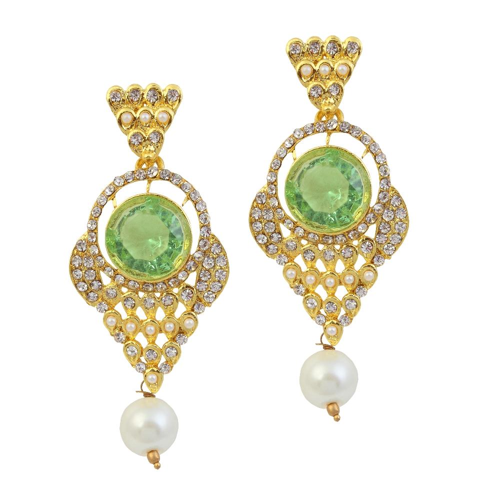 Hania Jewels Gold Plated Austrain Stone Dangler Earrings