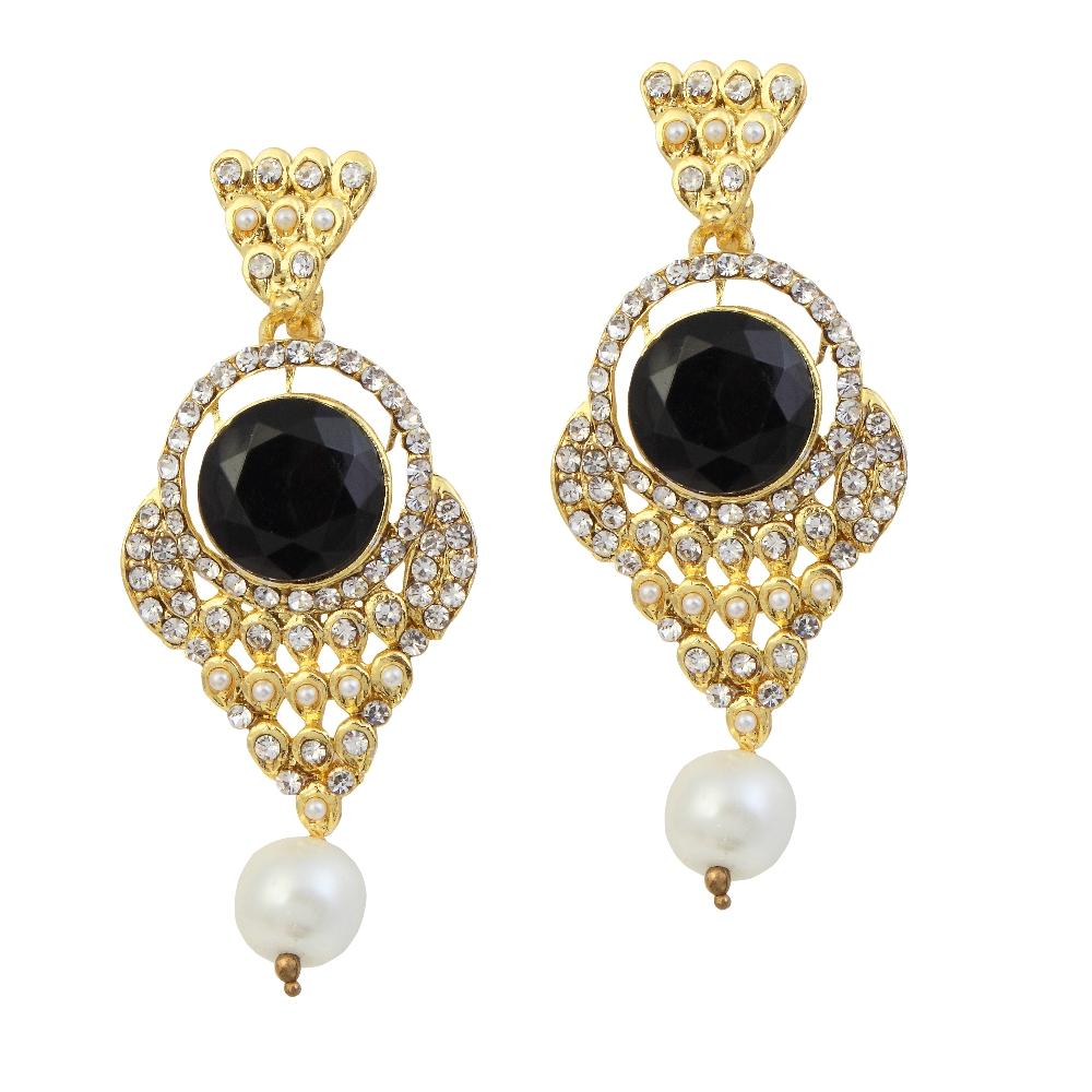 Hania Jewels Gold Plated Austrain Stone Dangler Earrings