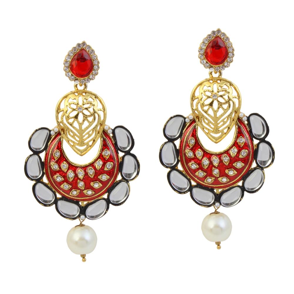 Hania Jewels Gold Plated Austrain Stone Dangler Earrings