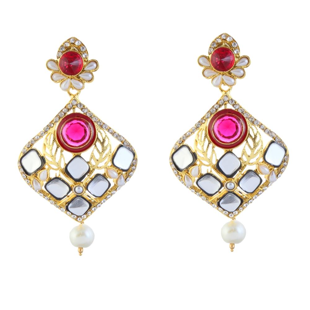 Hania Jewels Gold Plated Austrain Stone Dangler Earrings