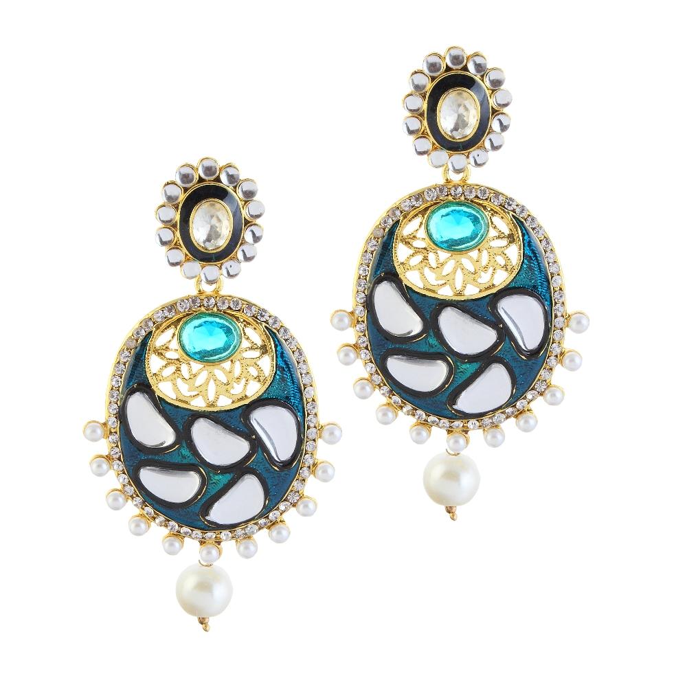 Hania Jewels Gold Plated Austrain Stone Dangler Earrings