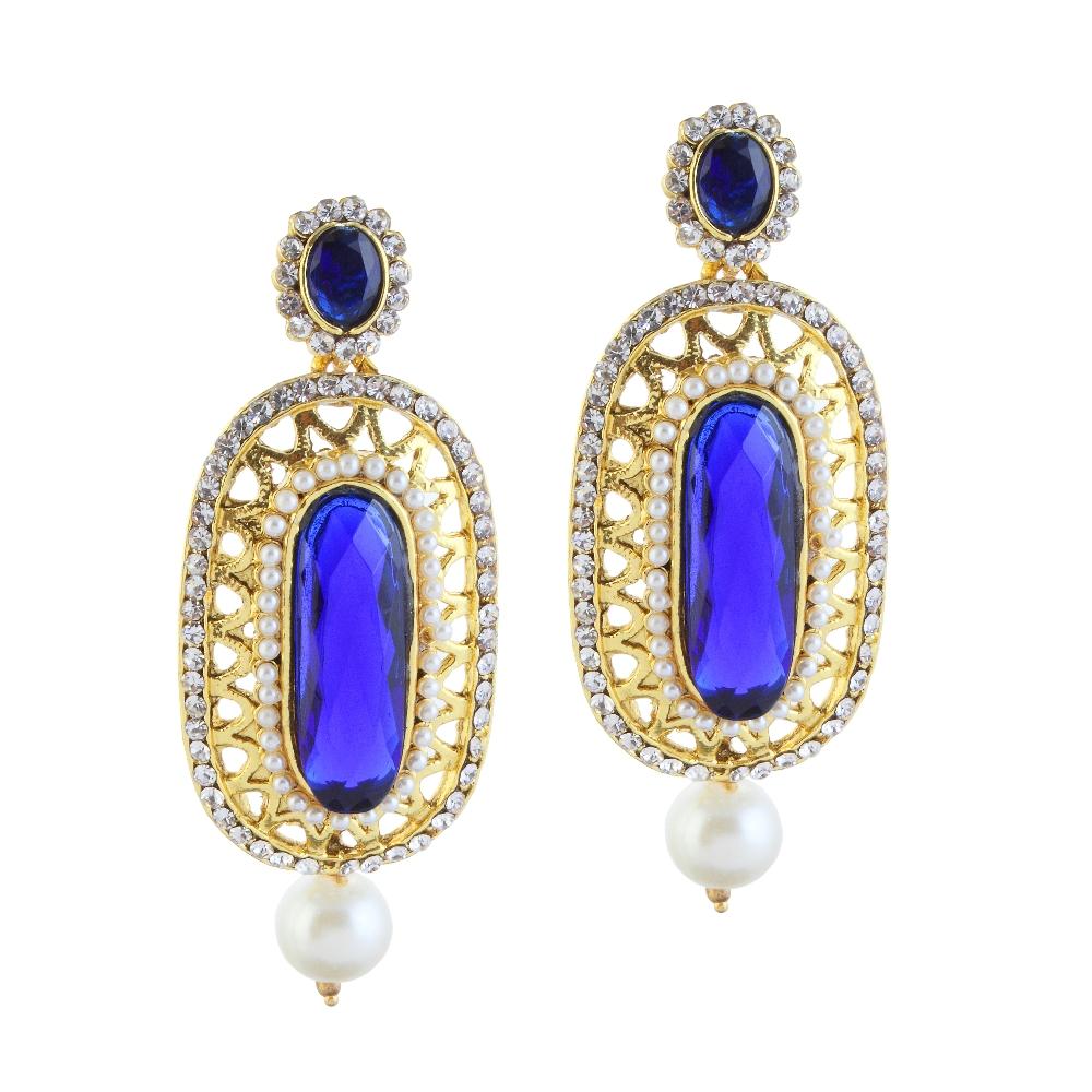 Hania Jewels Gold Plated Austrain Stone Dangler Earrings