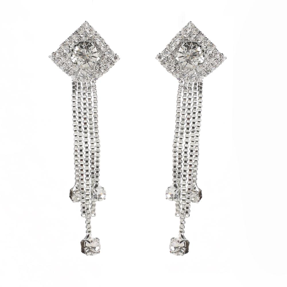 Hania Jewels Silver Plated Austrain Stone Dangler Earrings