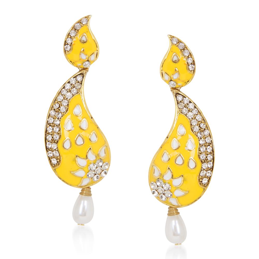 Hania Jewels Gold Plated Austrain Stone Dangler Earrings