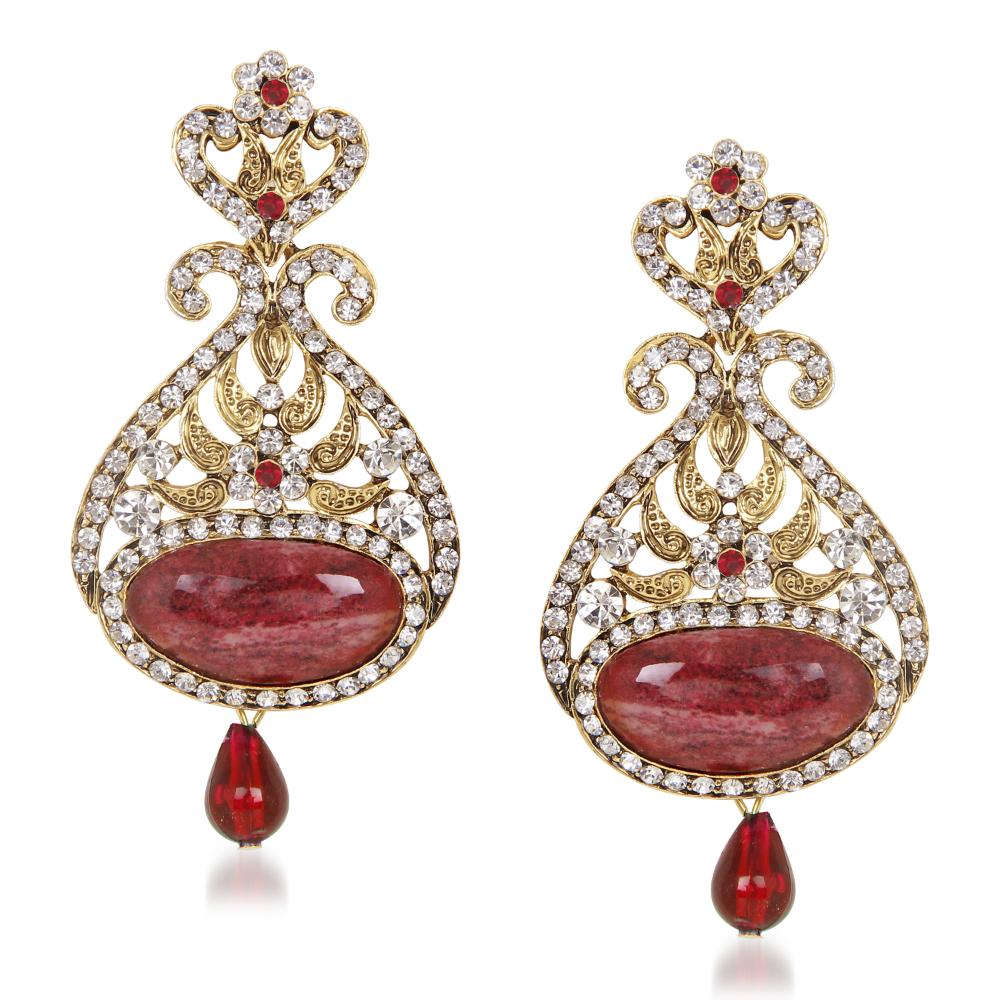 Hania Jewels Gold Plated Austrain Stone Dangler Earrings