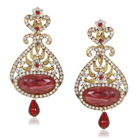 Hania Jewels Gold Plated Austrain Stone Dangler Earrings